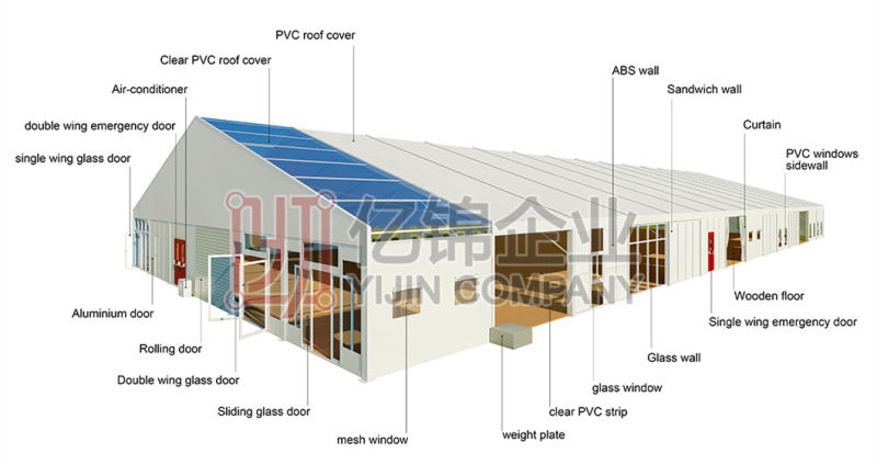 Guangzhou 100 Seater Good Quality Aluminum Wedding Arquee Tent with Curtains and Lining