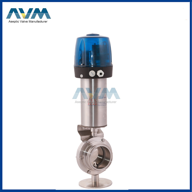 SS316L Hygienic Steel Pneumatic Butterfly Valve for Dry Material with Actuator