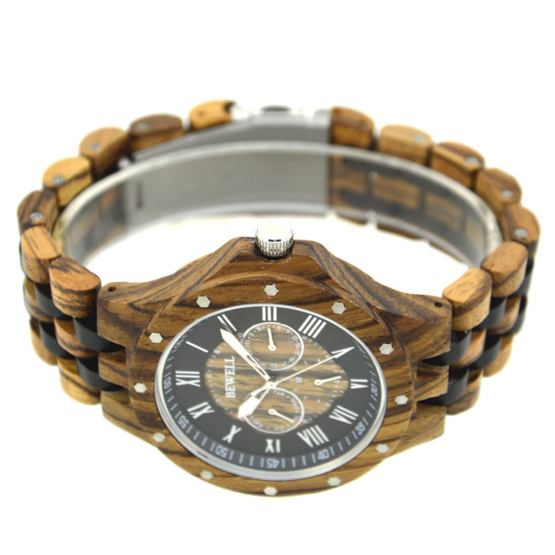 Fashion Men Wrist Watch 100% Natural Zebra Wooden Watch