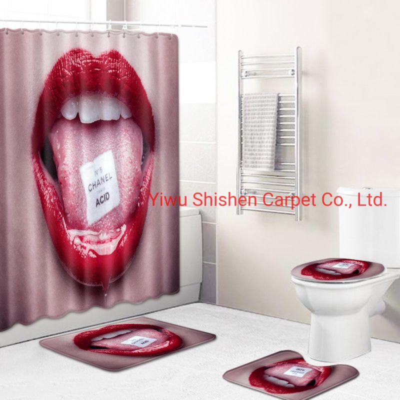 Funny Custom Printed Black Shower Curtains with Hooks