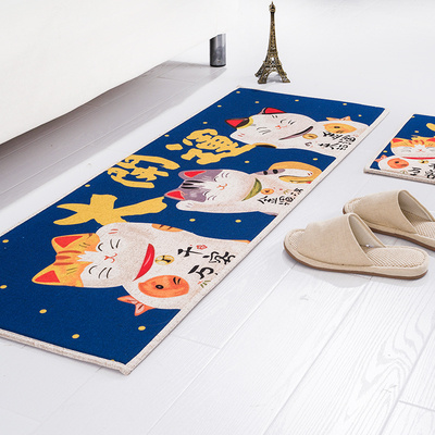 Linen Cotton Material Doormats with Cartoon Partern Printed