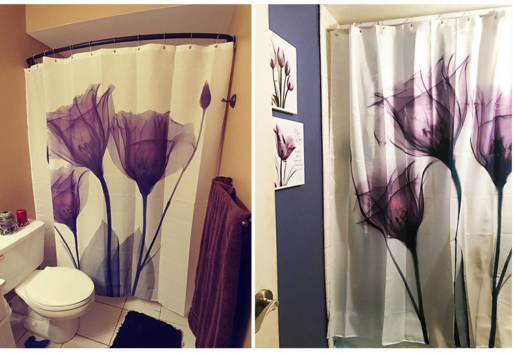 100% Polyester Printed Flower Waterproof Shower Curtains for Bathroom