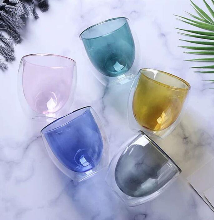 Borosilicate Colorful Double Wall Glass Cups, Colorful Double Wall Glass Coffee Mugs