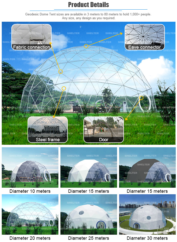 2 People Opaque and Transparent Geodesic Glamping Tent
