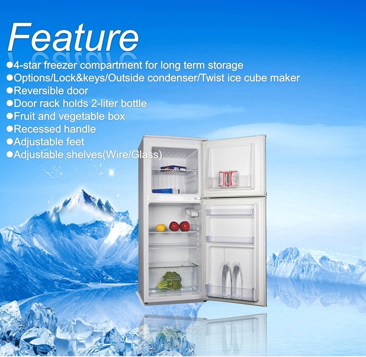 Fruit and Beer Display 12V DC Solar Compressor Small Double Door Refrigerators
