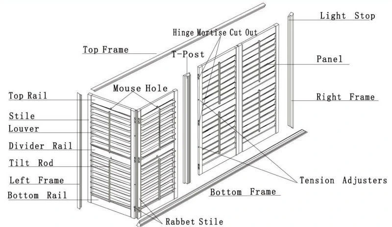 Custom Indoor Wood Window Blinds Folding Plantation Window Shutters