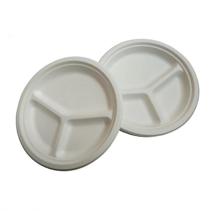 Hot Sale 3 Components Biodegradable Sugarcane Disposable Oval Plate for Dishes