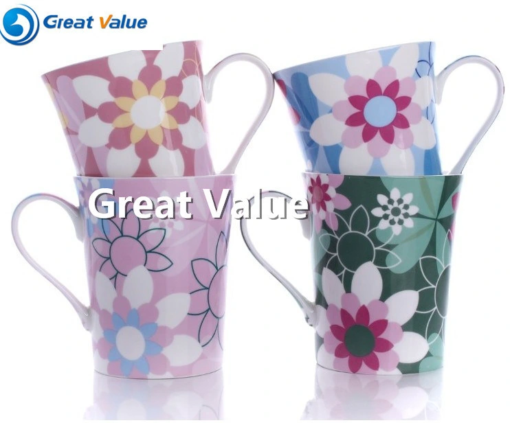 12 Oz Color Decal Ceramic Mug Cup