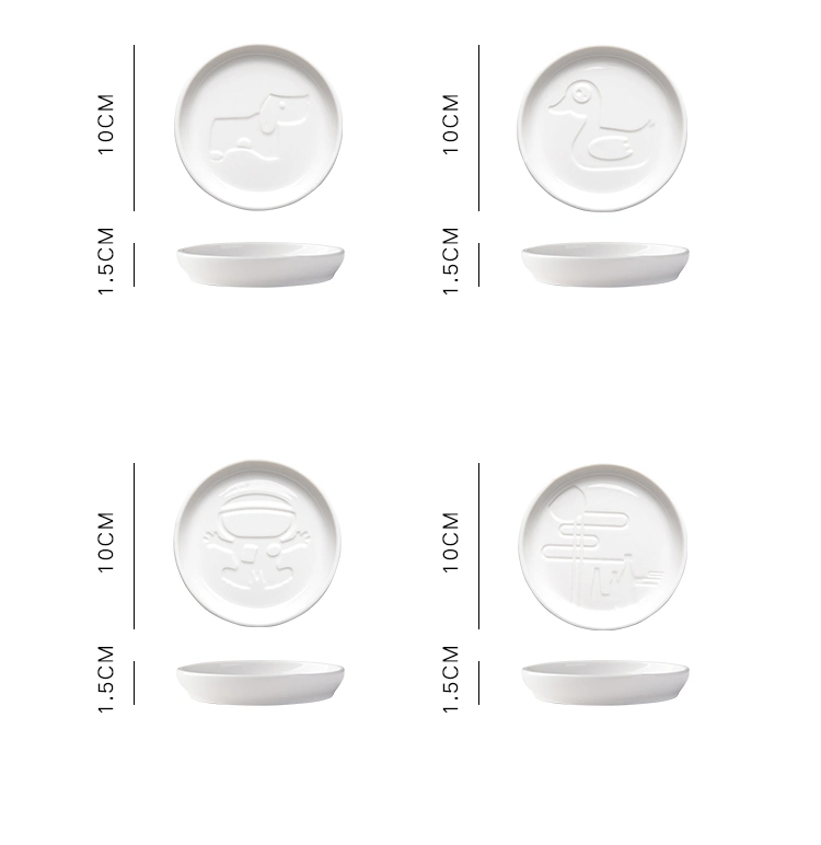 Cartoon White High Temperature Ceramic Breakfast Dishes