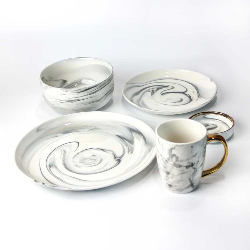 Marble Texture Ceramic Tableware Set Ceramic Plate Ceramic Bowl Meal