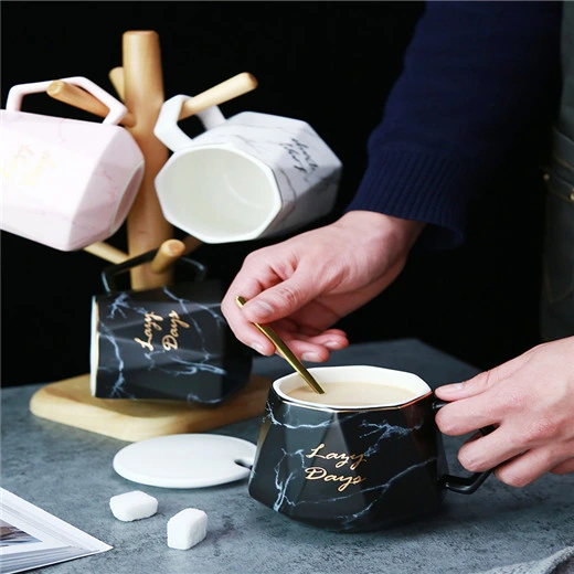 Nordic Style Creative Marble Grain Simple Ceramic Cup Diamond Mug Tea Making Breakfast Office Coffee Cup