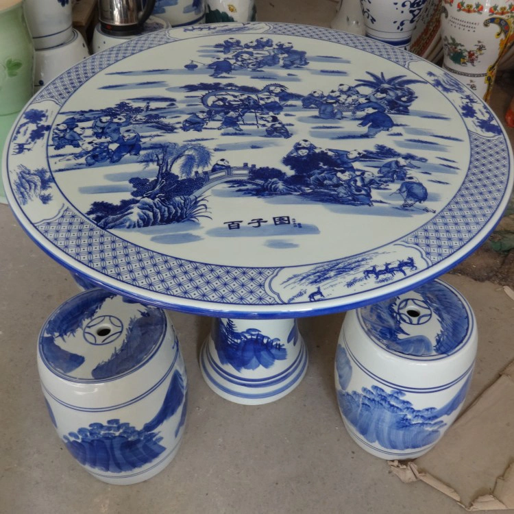 Wholesale High Quality Traditional Chinese Porcelain Outdoor White Navy Pattern Ceramic Stools Blue and White Ceramic