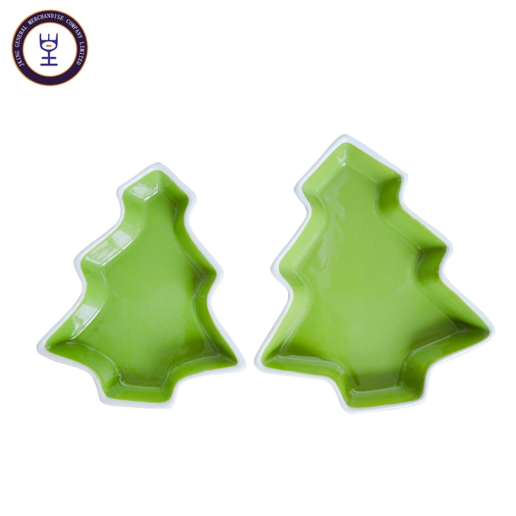 Christmas Tree Design Appetizer Plates Cookies Ceramic Trays Sets