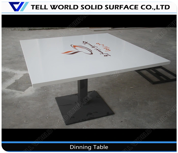 Acrylic Solid Surface White Matte Restaurant Dining Table Kfc Chain Food Store Dining Table Set