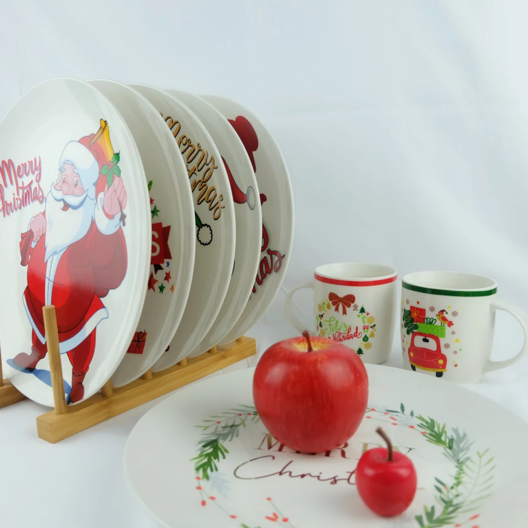 2020 New Arrivals Christmas Series Ceramic Dinner Plate Porcelain Plate for America Market