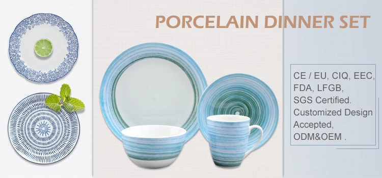 16PCS Fine Porcelain Dinner Set Ceramic Tableware with Decal Black