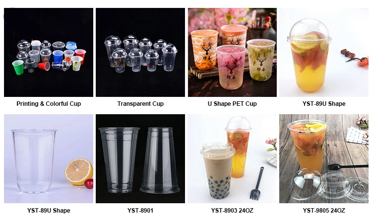 U Shape Milk Tea Plastic Cups 500ml 700ml Disposable Coffee Cup Takeaway Packaging Cups with Lid