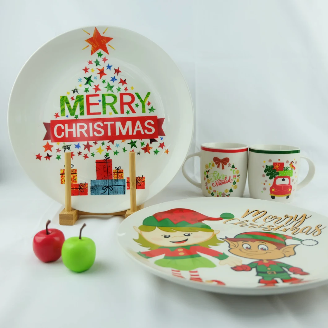 2020 New Arrivals Christmas Series Ceramic Dinner Plate Porcelain Plate for America Market