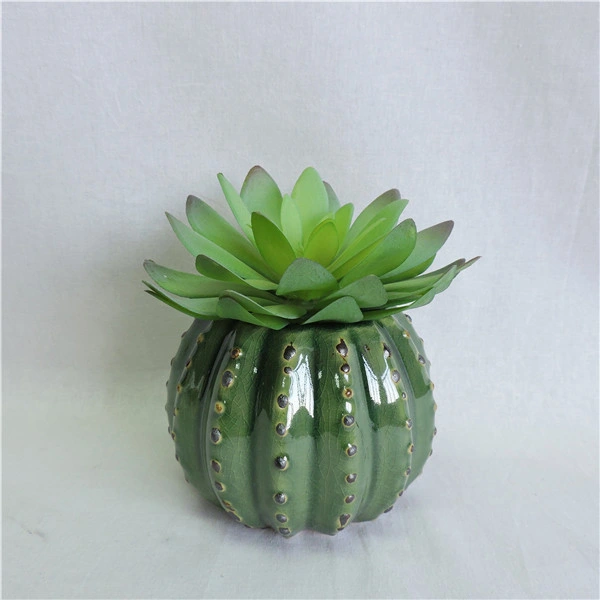 Assorted Succulent Plants Artificial PVC Plant in Electroplated Ceramic Pot