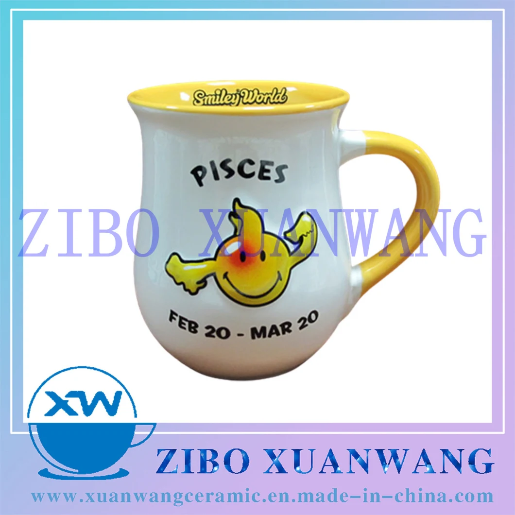 Wholesale 12oz Ceramic Barrel Mug with Inner Glaze Handle Glaze Embossed Mug Gift Coffee Mug /Cup