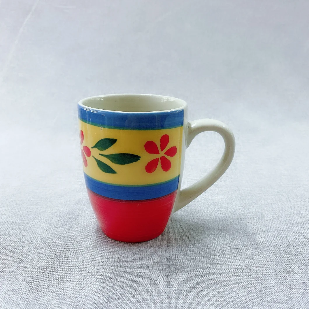 10oz Stoneware Hand-Painted Ceramic Mug for Family Use