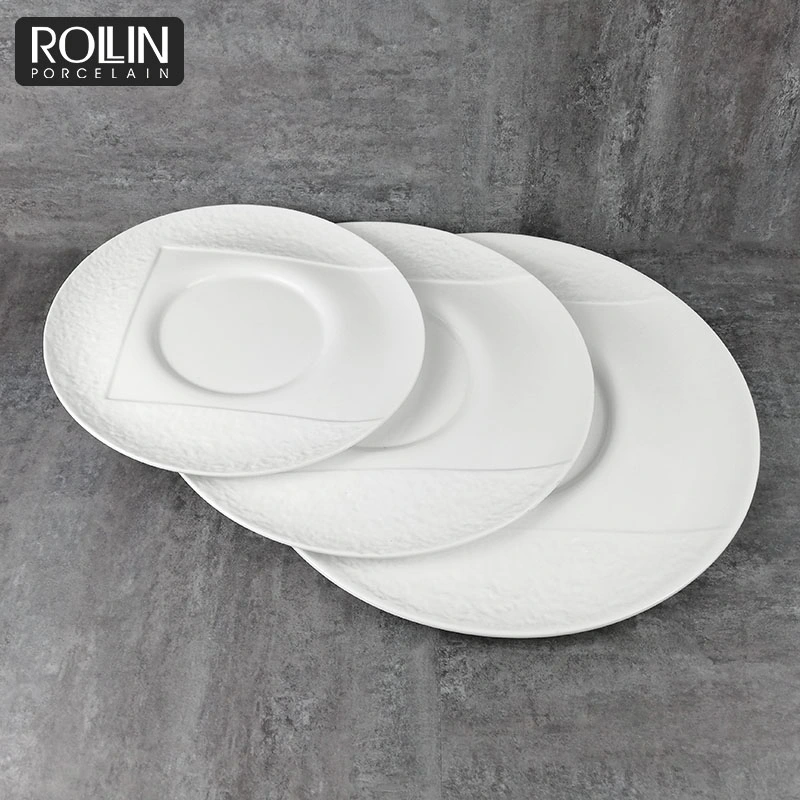 Porcelain Tableware White Round Plate Show Plate Flat Plate for Buffet