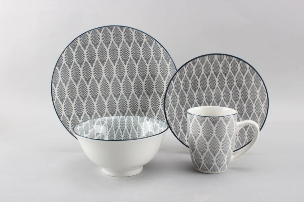 16PCS Fine Ceramic Porcelain Set Pad Printing Ceramic for 4 People