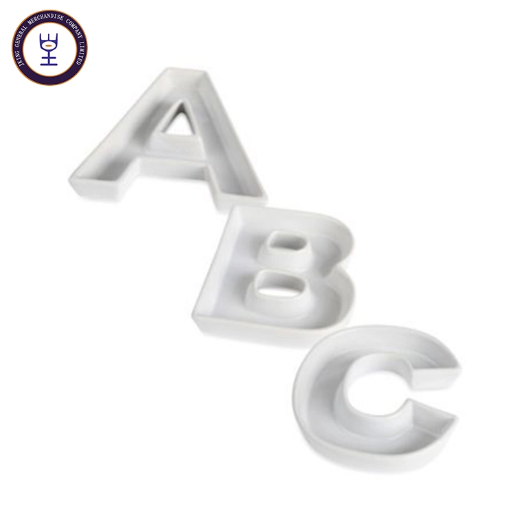 White Ceramic Letter Plate Dishes for Buffet