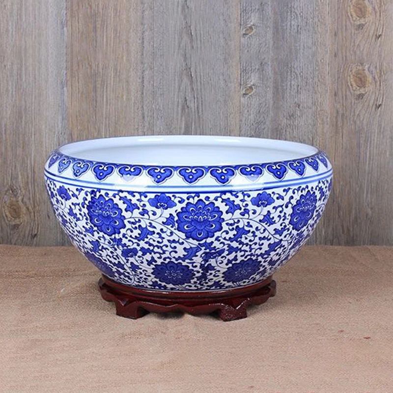 Fashionable Chinese Style Home Decoration Ceramic Cheap Pottery Large Ceramic Flower Pots Blue and White Porcelain