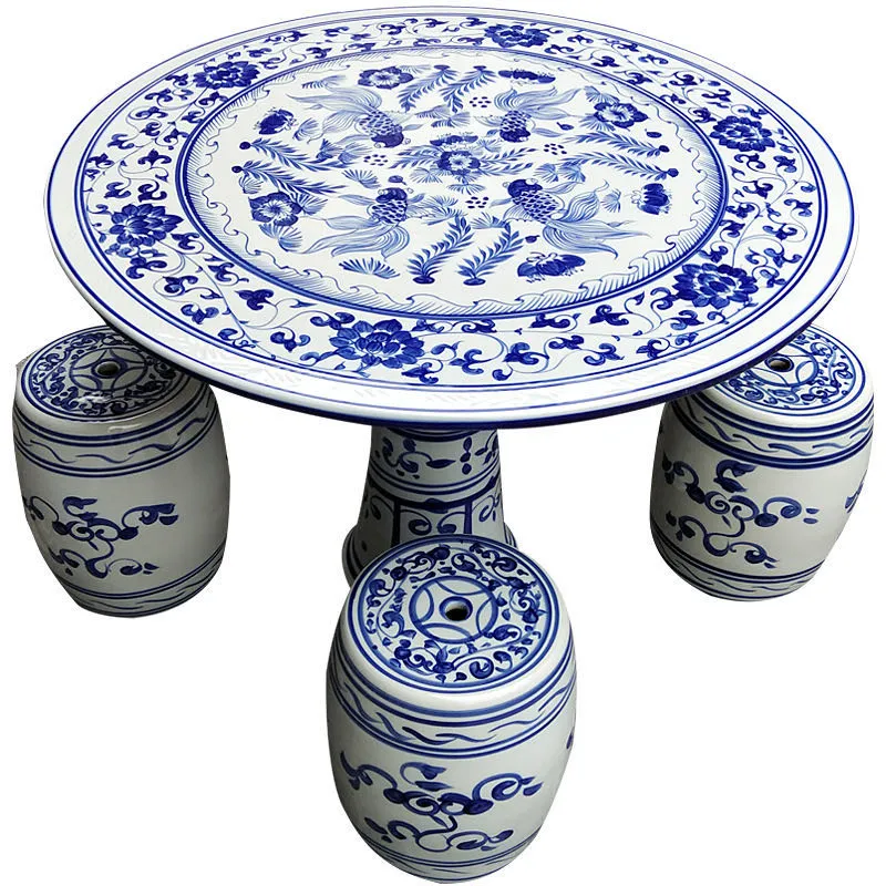 Chinese Traditional Wholesale High Quality Outdoors Casual Beautiful Ceramics Stool Blue and White Ceramic