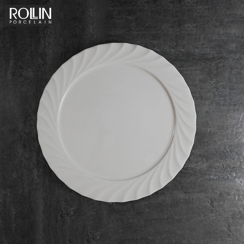 New Arrival Different Size Stripe Flat Porcelain Plate Round Plate