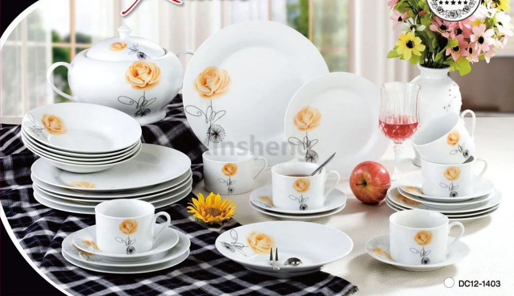 30PCS Round European Style Porcelain Dinner Dish Set Ceramic Tableware