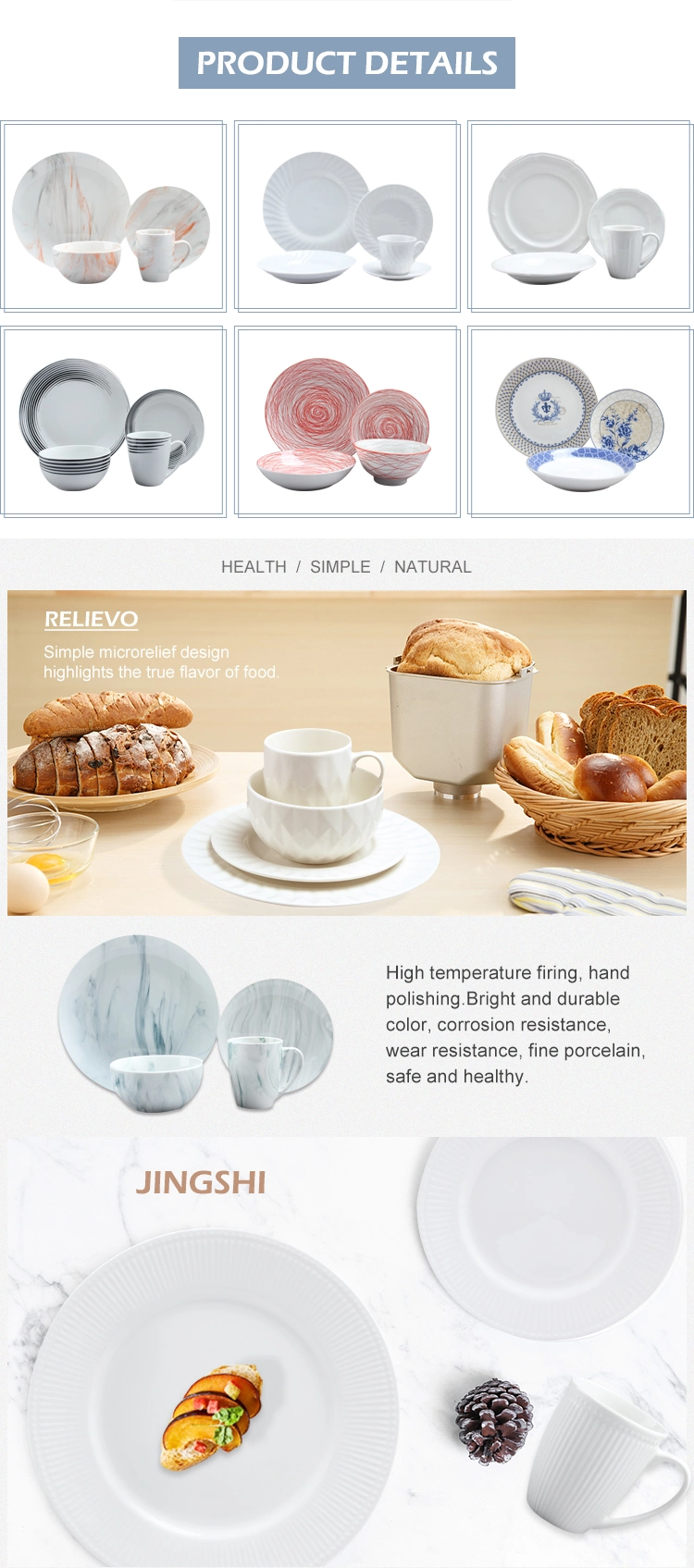 Wholesale Ceramic Nordic Dinner Set White Porcelain Dinnerware