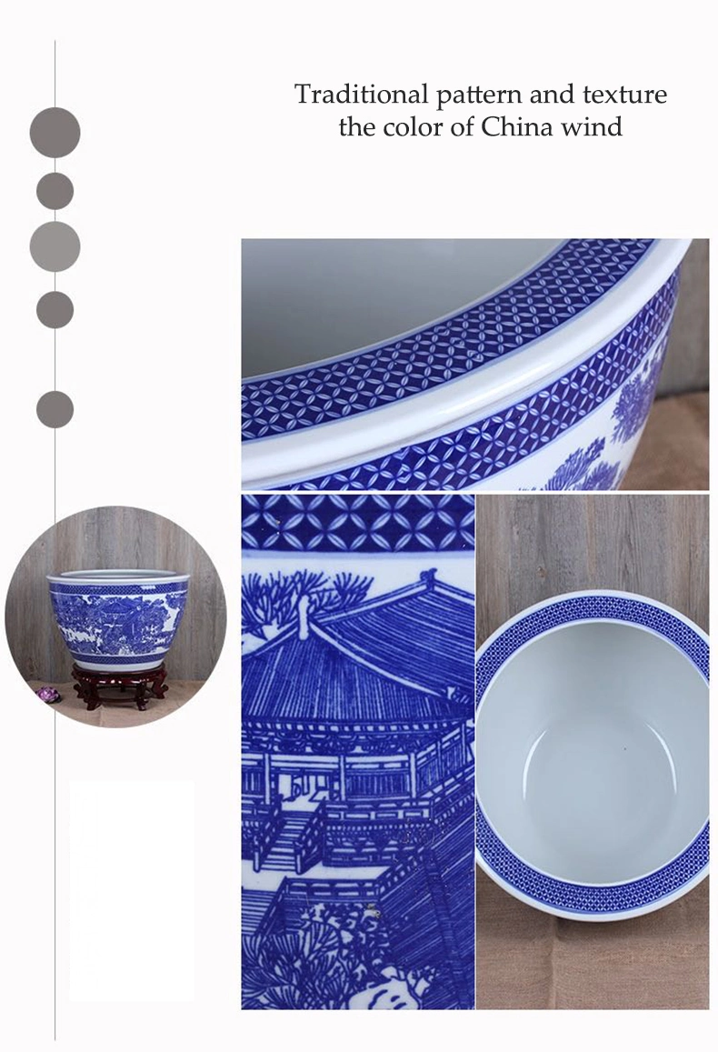 Fashionable Chinese Style Household Ceramic Decorations Big Ceramic Flower Pots Blue and White Ceramic