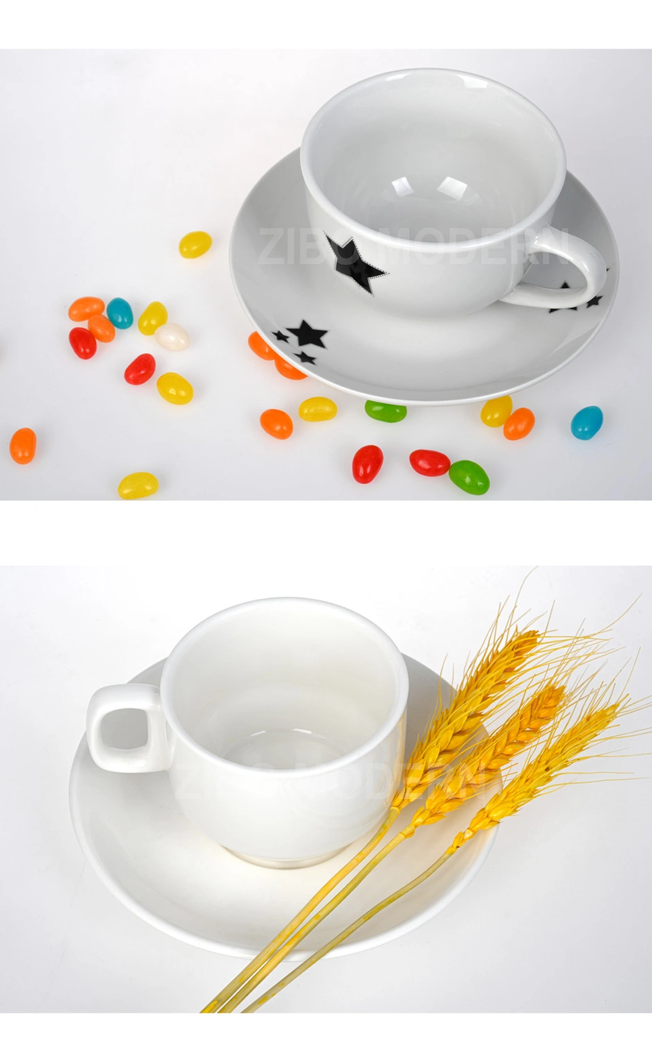 7/8 Ounce Ceramic Porcelain Coffee Tea Cup with Saucer
