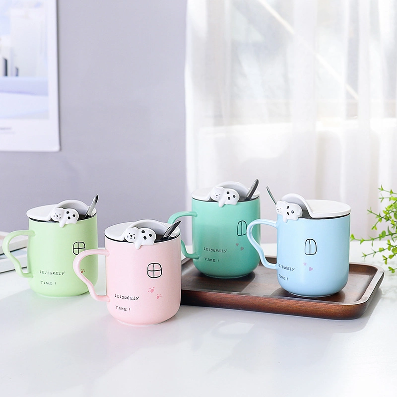 Zogift Cartoon Cute Handmade Eco Cheap Milk Tea Cup 3D Cat Glaze Ceramic Pottery Coffee Water Mug