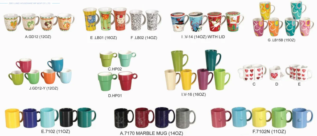 11oz Ceramic/Porcelain Coffee/Tea Cup Set for Gift/Promotion Wholesale