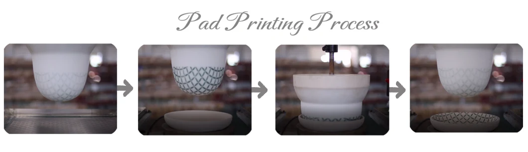 Decorations Embossed Ceramic Tableware with Pad Printing