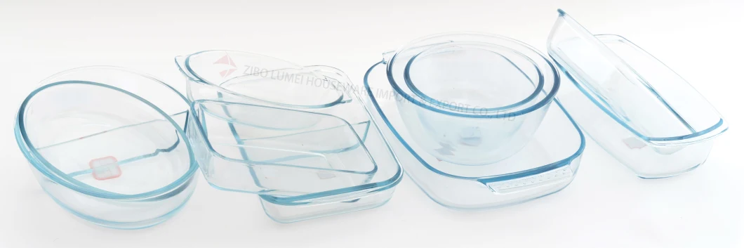 Clear Deep Oval/Oblong Glass Bakeware Set with Baking Dish/Pan/Plate/Tray