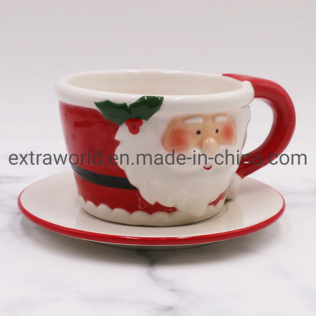 Novel and Fantasty Ceramic Christmas Holiday Coffee Cup with Saucer for Afternoon Tea
