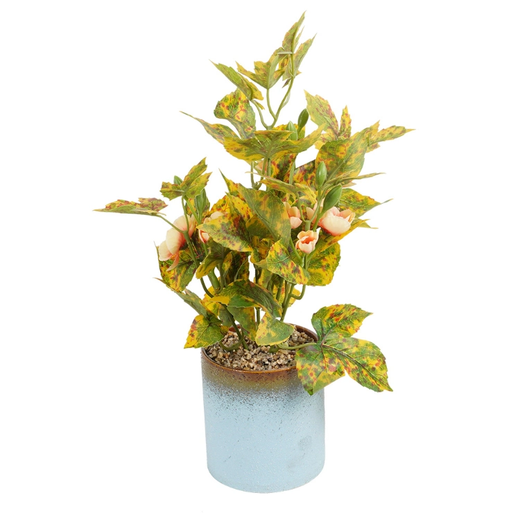 Tabletop Centerpiece Decor Potted Artificial Flowers with Ceramic Base