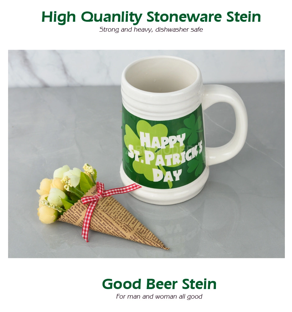 24 Oz /700 Ml Customizable Stoneware White Beer Stein - Stoneware German Beer Mug, Ceramic Beer Mug