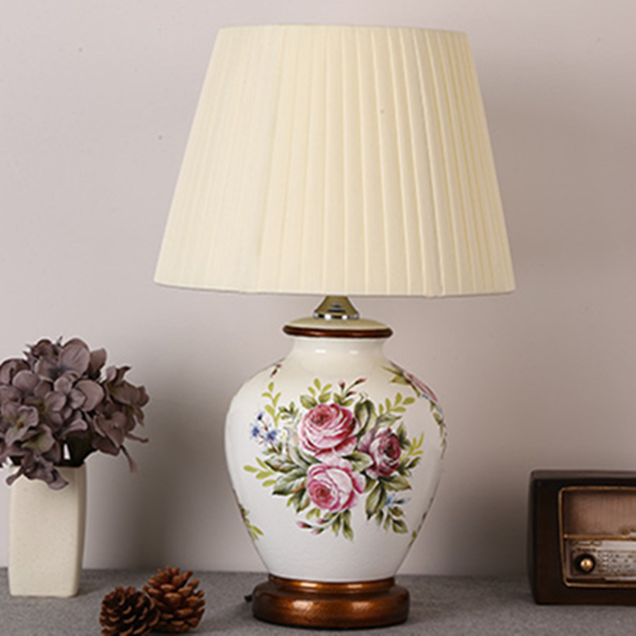 Chinese Style White Flower Ceramic Table Lamps Fashion Table Lamp Ceramic (WH-MTB-120)