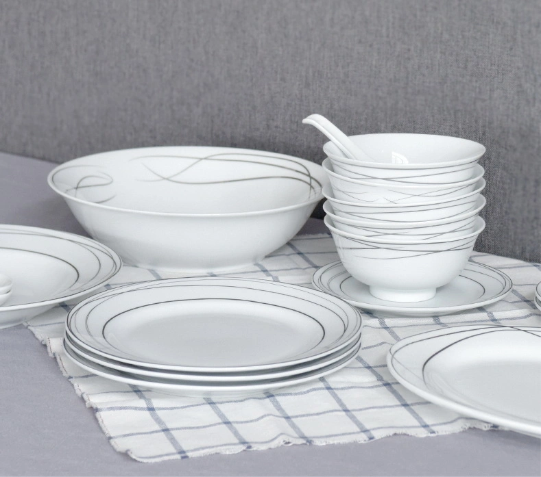 Ceramic Dinner Set 26PCS Chinese Restaurant Dinnerware Daily Use Fine Porcelain Tableware
