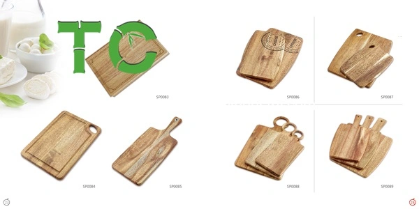 Customized Acacia Wood Cheese Cutting Board Set and Cheese Serving Platter 3 Knives, 3 Ceramic Bowls
