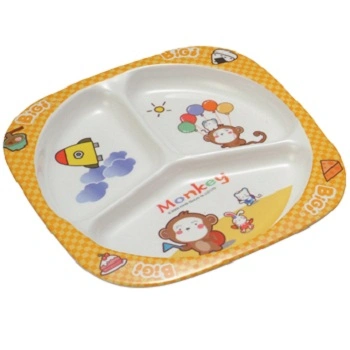 100% Melamine Dinnerware- Kid's Tableware Children 3-Divided Plate (BG803)
