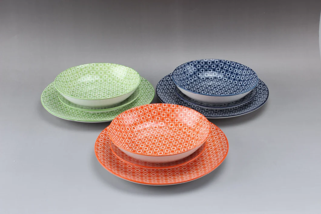 12PCS Fine Ceramic Porcelain Dinnerware Set Pad Printing Ceramic with Fine Price for 4 People