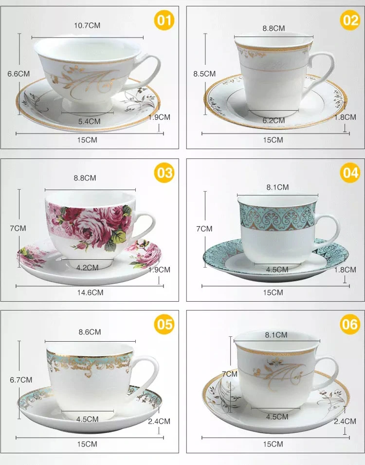 Factory Supply Coffee Cup and Saucer Set Fine Porcelain Set Ceramic Tea Cup Set