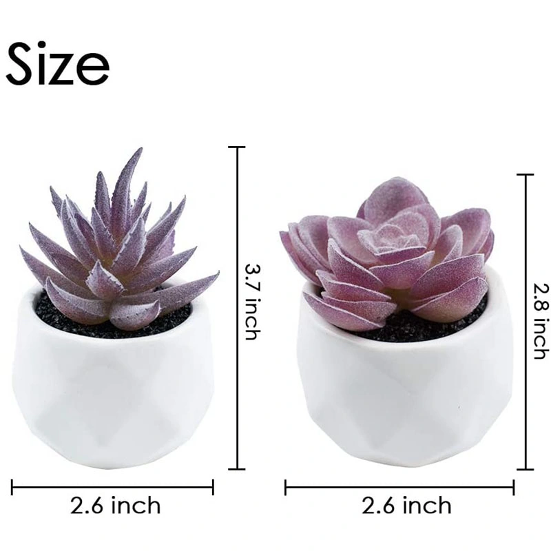 Mini Artificial Succulent Plants in Geometric Ceramic Planter Pots, Set of 4