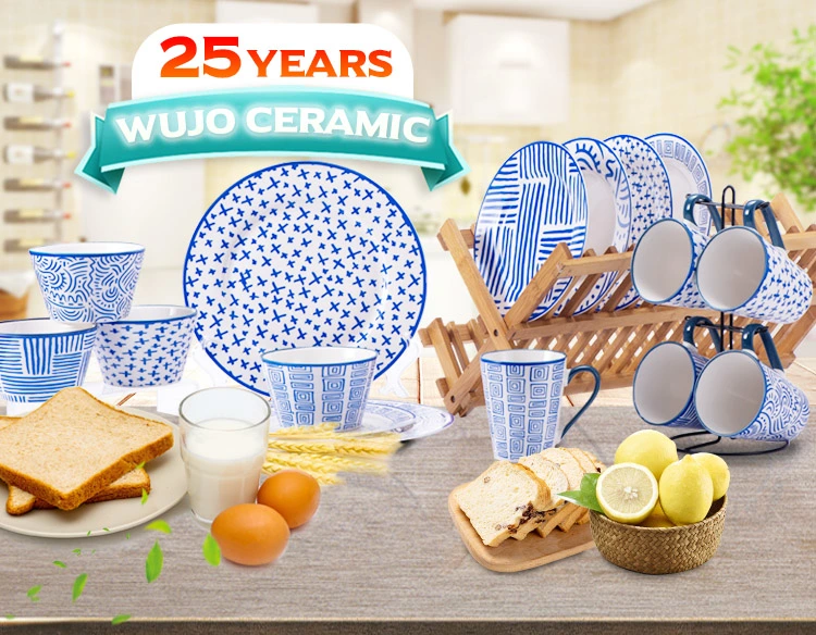 18PCS Ceramic Restaurant Dinner Sets China Porcelain Dinner Sets Tableware with Gold Line